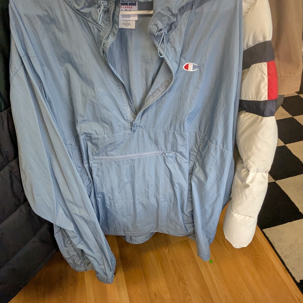 Champion Light Blue Half-Zip Pullover Windbreaker